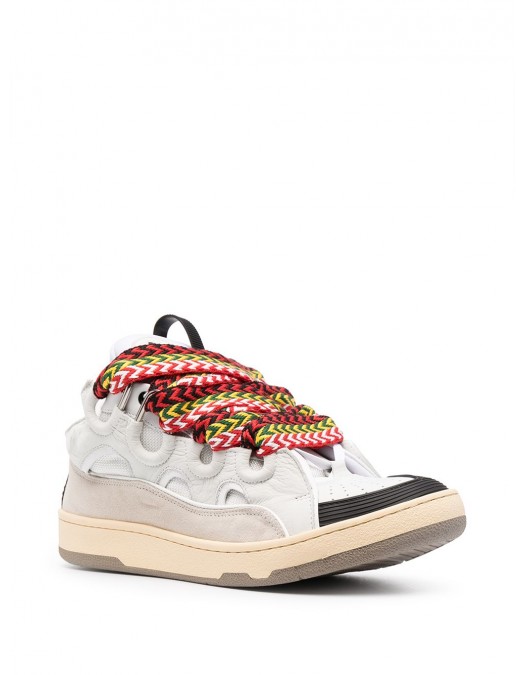 Sneakers Lanvin, Curb Design, Colored Laces, White, Women - SKDK02DRA200