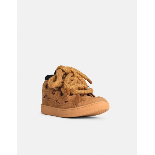 SNEAKERS LANVIN, 'CURB' BEIGE LEATHER BLEND SNEAKERS, Orange