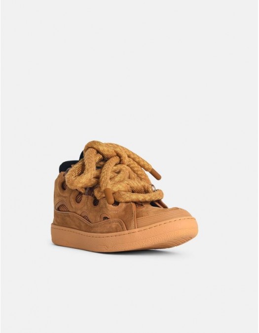 SNEAKERS LANVIN, 'CURB' BEIGE LEATHER BLEND SNEAKERS, Orange - SKDK12DRCO6610