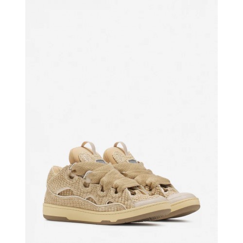 Sneakers Lanvin, Curb Design, Raffia Pattern, Beige Neutral Sneakers Lanvin, Curb Design, Raffia Pattern, Beige Neutral