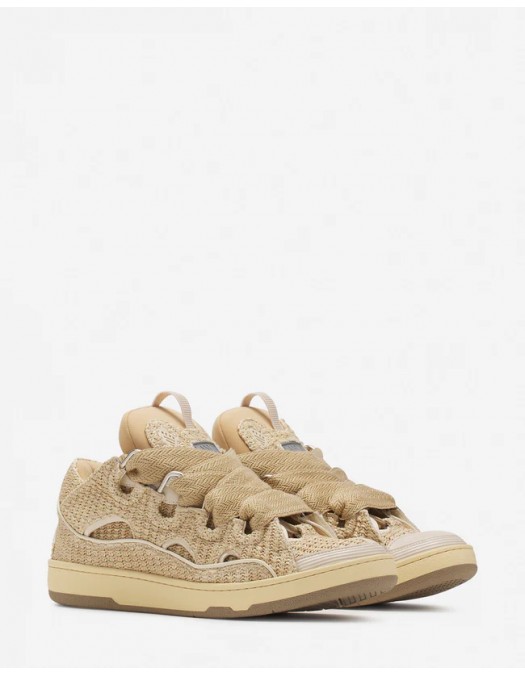 Sneakers Lanvin, Curb Design, Raffia Pattern, Beige Neutral - SKDK12RACA65