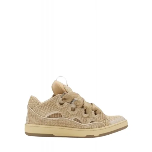 Sneakers Lanvin, Curb Design, Raffia Pattern, Beige Neutral