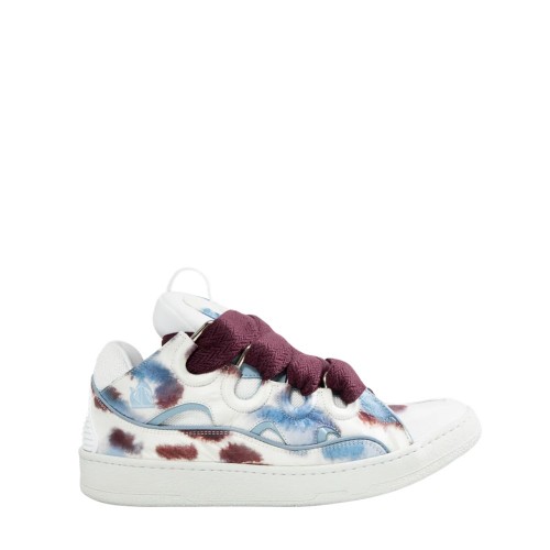 Sneakers Lanvin, Curb Design, Burgundy Details, White, Women Sneakers Lanvin, Curb Design, Burgundy Details, White, Women