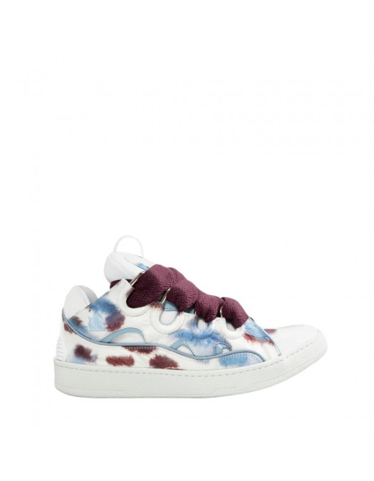 Sneakers Lanvin, Curb Design, Burgundy Details, White, Women - SKDK02PRLE3999