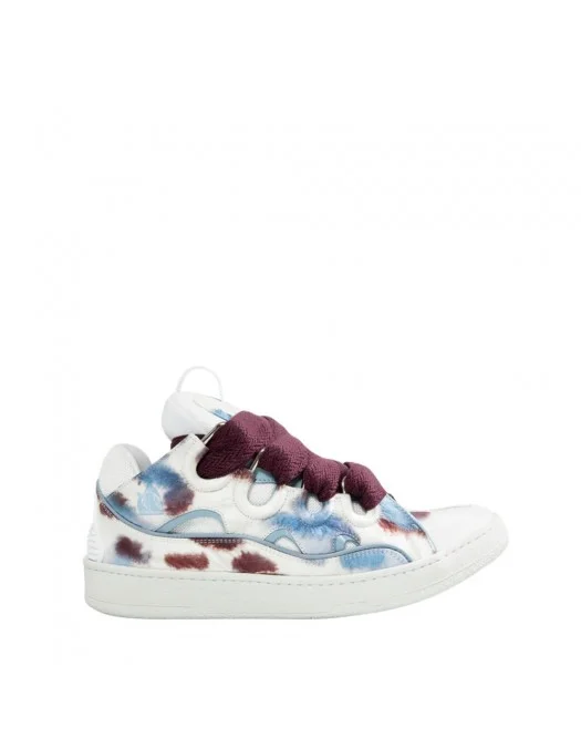 Sneakers Lanvin, Curb Design, Burgundy Details, White, Women - SKDK02PRLE3999 Sneakers Lanvin, Curb Design, Burgundy Details, White, Women - SKDK02PRLE3999