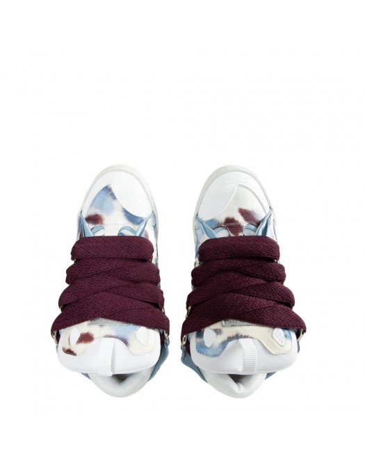 Sneakers Lanvin, Curb Design, Burgundy Details, White, Women - SKDK02PRLE3999