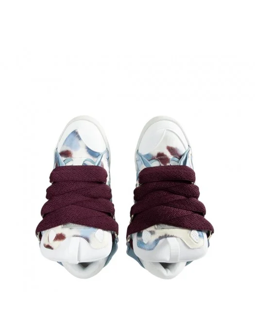 Sneakers Lanvin, Curb Design, Burgundy Details, White, Women - SKDK02PRLE3999 Sneakers Lanvin, Curb Design, Burgundy Details, White, Women - SKDK02PRLE3999