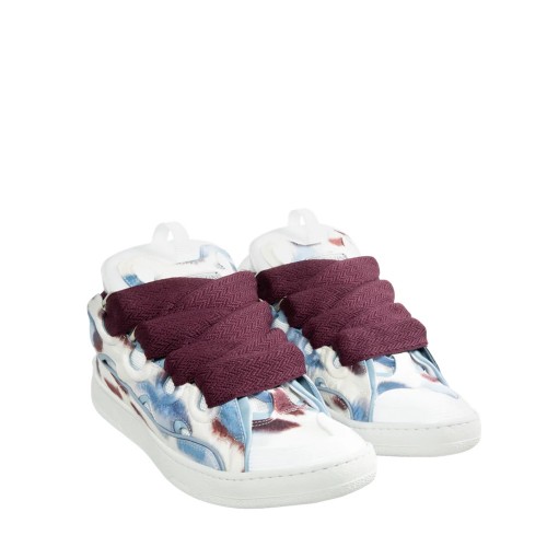 Sneakers Lanvin, Curb Design, Burgundy Details, White, Women Sneakers Lanvin, Curb Design, Burgundy Details, White, Women