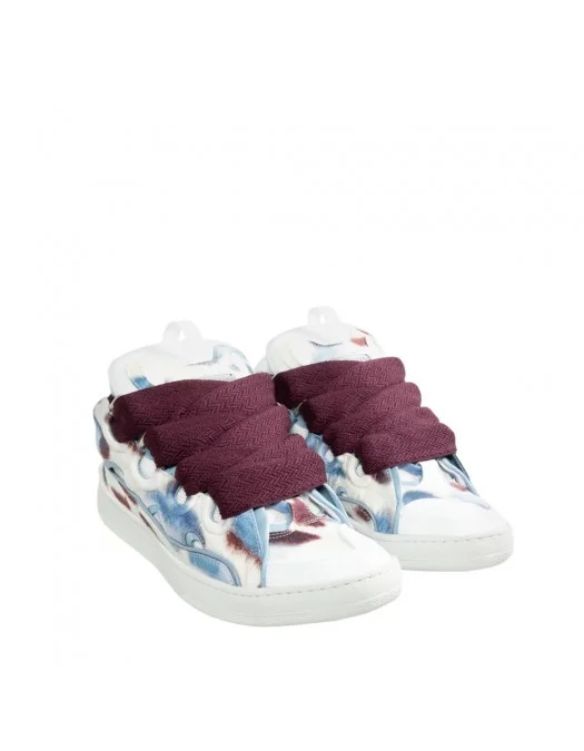 Sneakers Lanvin, Curb Design, Burgundy Details, White, Women - SKDK02PRLE3999 Sneakers Lanvin, Curb Design, Burgundy Details, White, Women - SKDK02PRLE3999