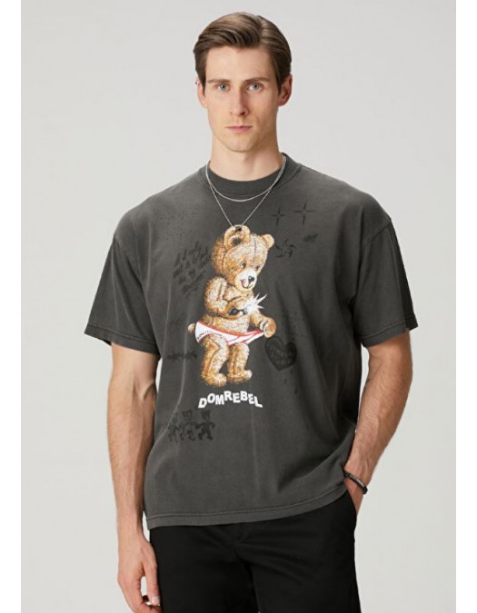 Tricou DOMREBEL, SNAP SKETCH - T-SHIRT Faded Black - SNAP SKETCHTSHIRTFADEDBLACK