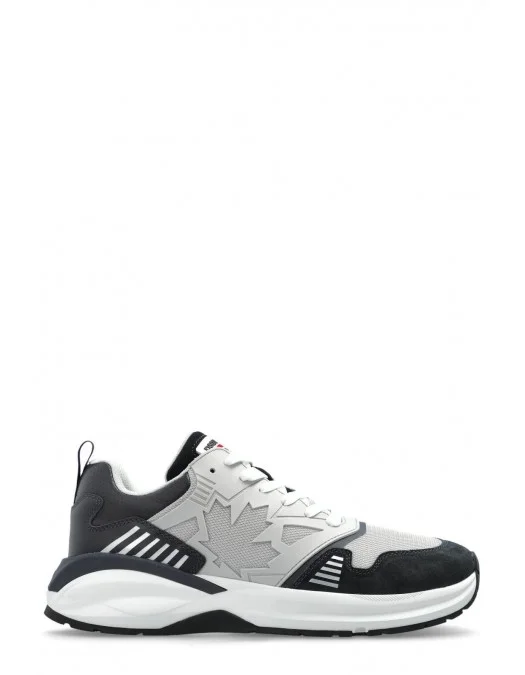Sneakers DSQUARED2, Dash Print, Black and Grey, Red Leaf Insert, Men - SNM037608107972M1822 Sneakers DSQUARED2, Dash Print, Black and Grey, Red Leaf Insert, Men - SNM037608107972M1822