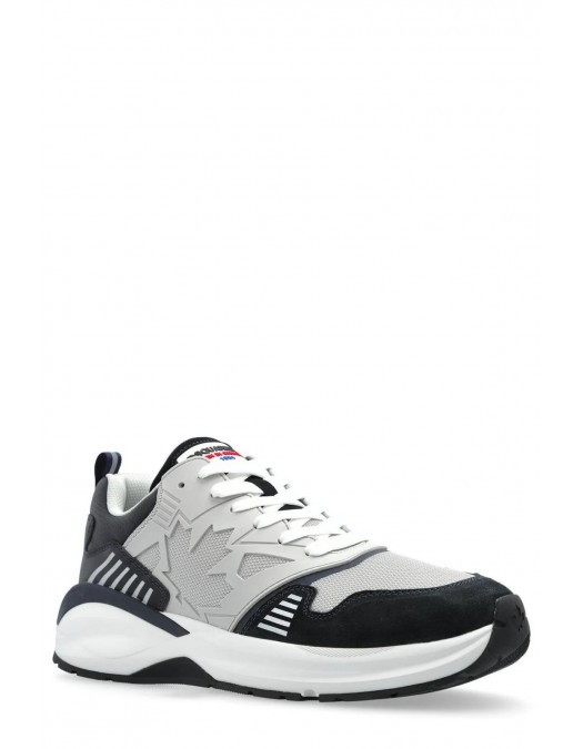 Sneakers DSQUARED2, Dash Print, Black and Grey, Red Leaf Insert, Men - SNM037608107972M1822