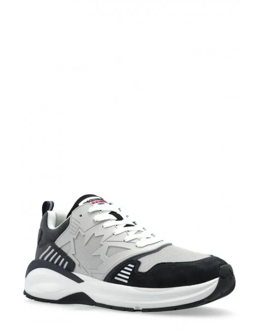 Sneakers DSQUARED2, Dash Print, Black and Grey, Red Leaf Insert, Men - SNM037608107972M1822 Sneakers DSQUARED2, Dash Print, Black and Grey, Red Leaf Insert, Men - SNM037608107972M1822