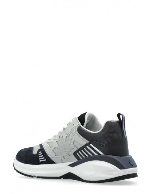 Sneakers DSQUARED2, Dash Print, Black and Grey, Red Leaf Insert, Men - SNM037608107972M1822 Sneakers DSQUARED2, Dash Print, Black and Grey, Red Leaf Insert, Men - SNM037608107972M1822