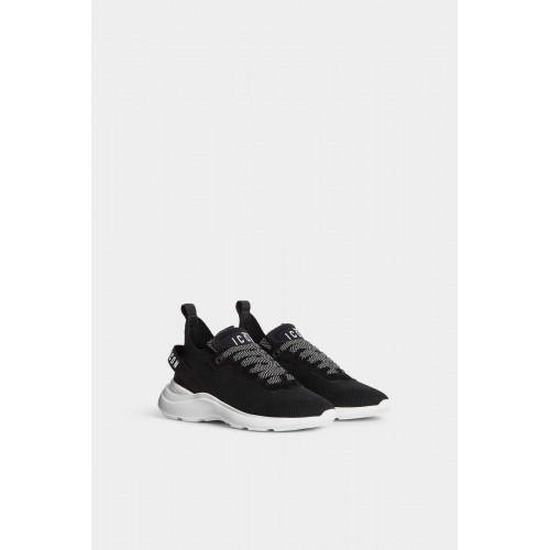 Sneakers DSQUARED2, Icon Fly Design, White Details, Logo Insert, Black Sneakers DSQUARED2, Icon Fly Design, White Details, Logo Insert, Black