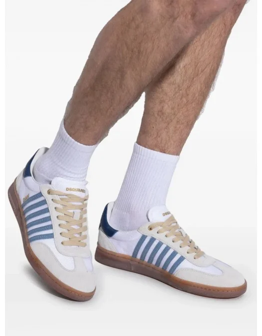 Sneakers DSQUARED2, Boxer Design, Blue Details, White - SNM042616808283M4082 Sneakers DSQUARED2, Boxer Design, Blue Details, White - SNM042616808283M4082