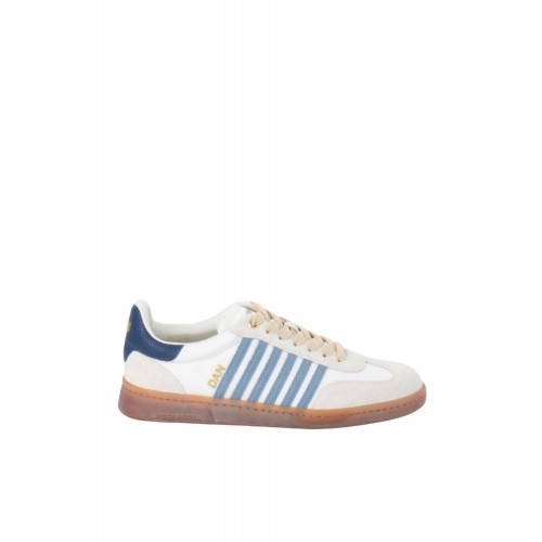 Sneakers DSQUARED2, Boxer Design, Blue Details, White Sneakers DSQUARED2, Boxer Design, Blue Details, White