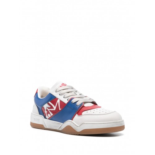 Sneakers DSQUARED2, Spiker Design, Blue Details, White Sneakers DSQUARED2, Spiker Design, Blue Details, White