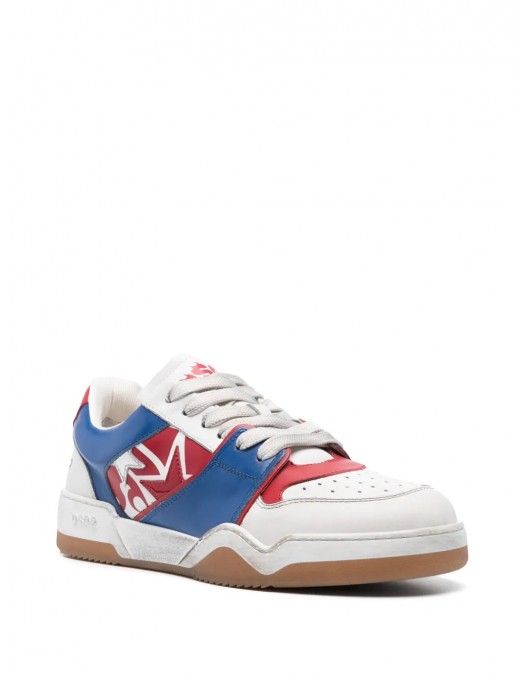 Sneakers DSQUARED2, Spiker Design, Blue Details, White - SNM042801508287M1424