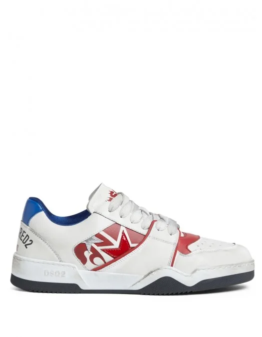 Sneakers DSQUARED2, Panelled Design, Red Details, White - SNM042801508287M2044 Sneakers DSQUARED2, Panelled Design, Red Details, White - SNM042801508287M2044