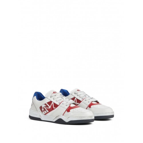 Sneakers DSQUARED2, Panelled Design, Red Details, White  Sneakers DSQUARED2, Panelled Design, Red Details, White
