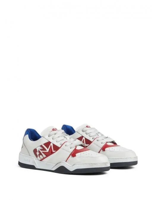 Sneakers DSQUARED2, Panelled Design, Red Details, White - SNM042801508287M2044 Sneakers DSQUARED2, Panelled Design, Red Details, White - SNM042801508287M2044