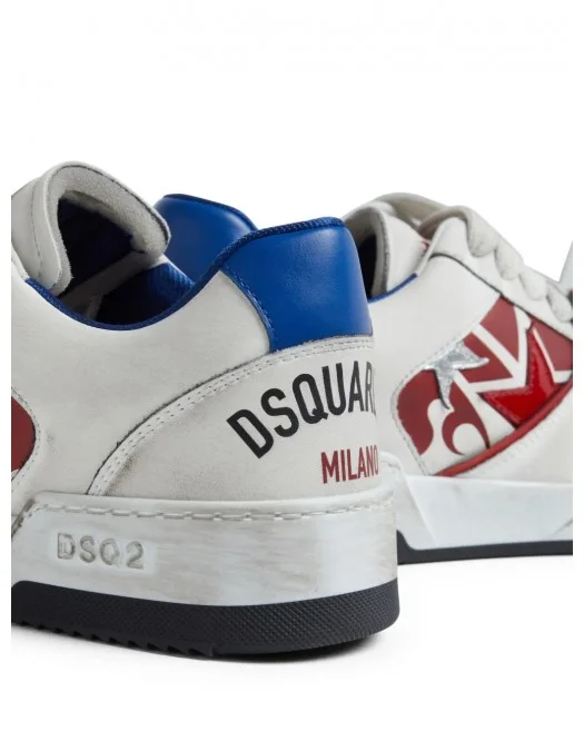 Sneakers DSQUARED2, Panelled Design, Red Details, White - SNM042801508287M2044 Sneakers DSQUARED2, Panelled Design, Red Details, White - SNM042801508287M2044