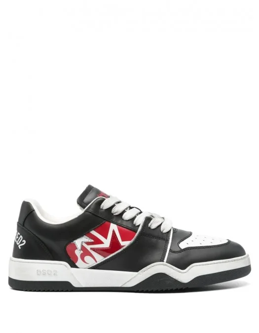 Sneakers DSQUARED2, Spiker Design, Black Details, White - SNM042801508287M536 Sneakers DSQUARED2, Spiker Design, Black Details, White - SNM042801508287M536