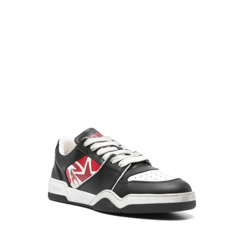 Sneakers DSQUARED2, Spiker Design, Black Details, White Sneakers DSQUARED2, Spiker Design, Black Details, White