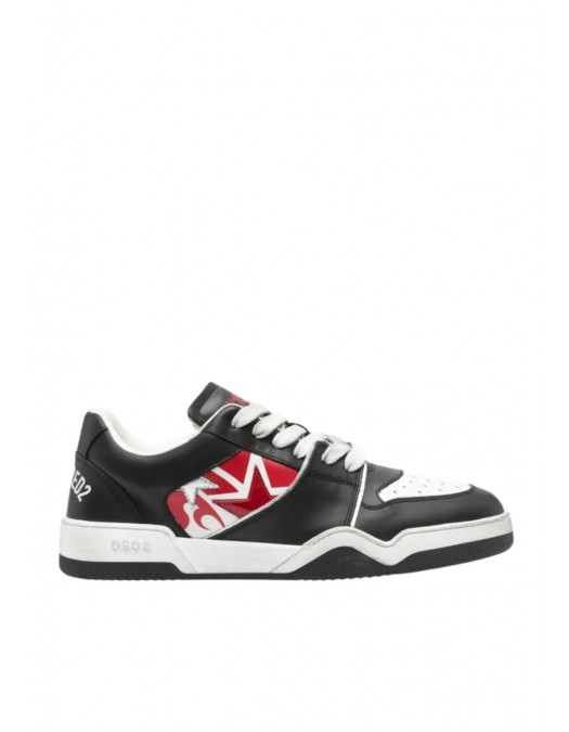 Sneakers DSQUARED2, Spiker Design, Black Details, White - SNM042801508287M536