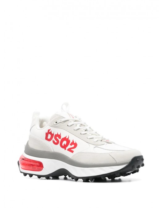 Sneakers DSQUARED2, Bubble Design, Red Details, White - SNM043823807426M1747