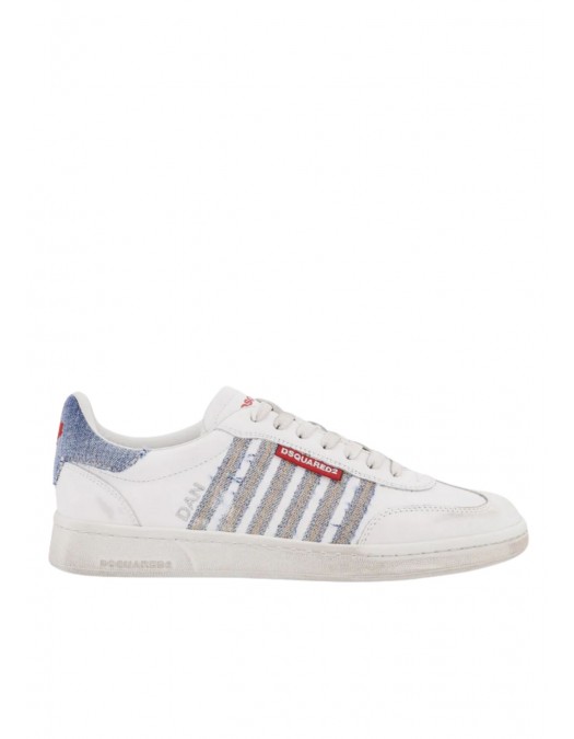 SNEAKERS DSQUARED2, Low-Top Leather Sneakers, Denim Insert - SNM044301508443M872