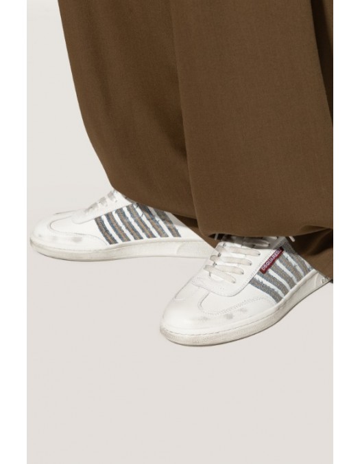 SNEAKERS DSQUARED2, Low-Top Leather Sneakers, Denim Insert - SNM044301508443M872