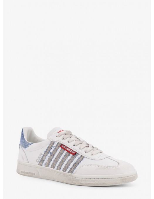 SNEAKERS DSQUARED2, Low-Top Leather Sneakers, Denim Insert - SNM044301508443M872