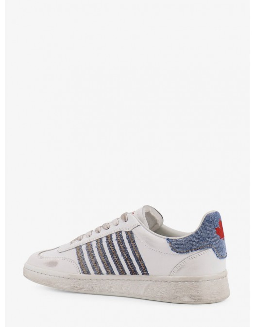 SNEAKERS DSQUARED2, Low-Top Leather Sneakers, Denim Insert - SNM044301508443M872