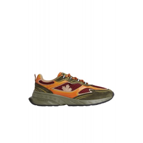 SNEAKERS DSQUARED2, Sprinter Sneakers, Kaki si Orange SNEAKERS DSQUARED2, Sprinter Sneakers, Kaki si Orange