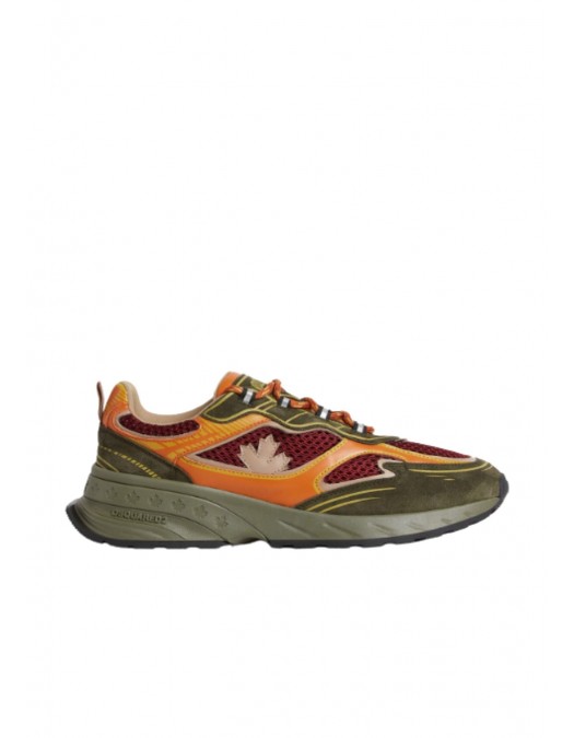 SNEAKERS DSQUARED2, Sprinter Sneakers, Kaki si Orange - SNM044423808446M4181