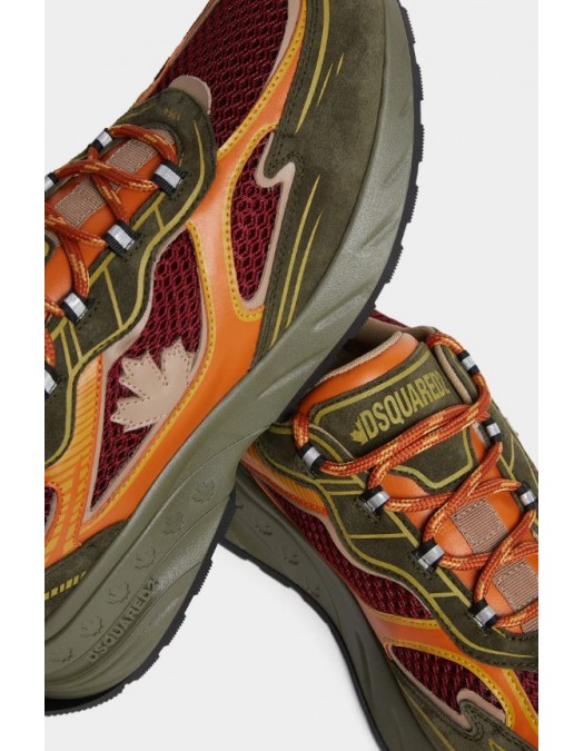 SNEAKERS DSQUARED2, Sprinter Sneakers, Kaki si Orange - SNM044423808446M4181