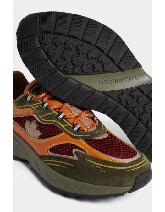 SNEAKERS DSQUARED2, Sprinter Sneakers, Kaki si Orange - SNM044423808446M4181