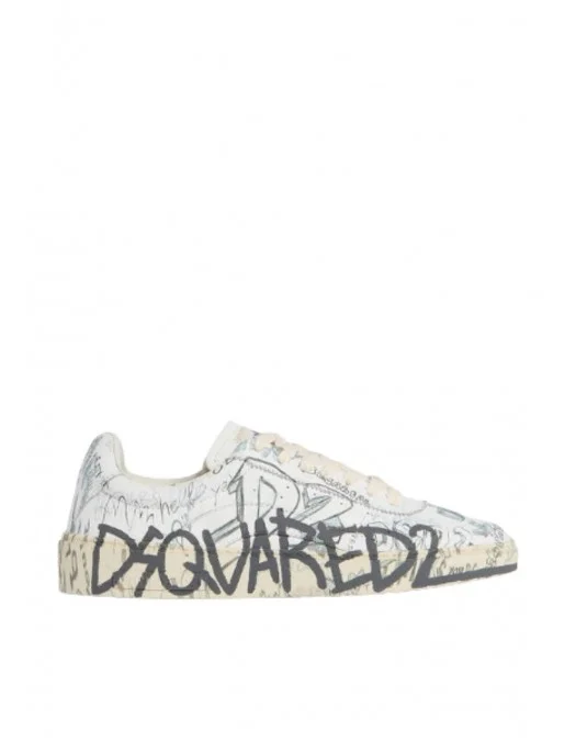 Sneakers DSQUARED2, Rider Sneakers, Graffiti Print, Alb - SNM045101504836M072