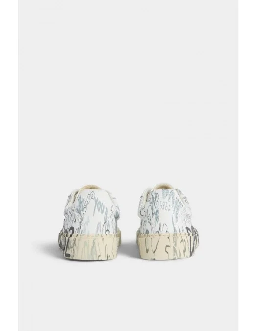 Sneakers DSQUARED2, Rider Sneakers, Graffiti Print, Alb - SNM045101504836M072