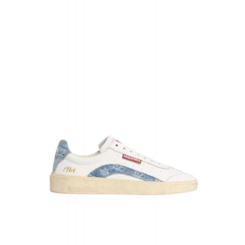 Sneakers DSQUARED2, Rider Sneakers, Denim Insert, Alb