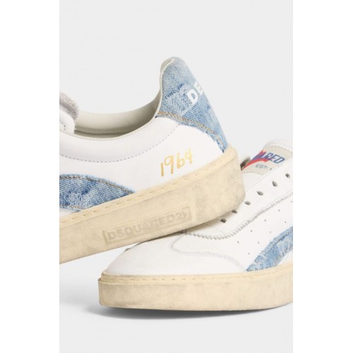 Sneakers DSQUARED2, Rider Sneakers, Denim Insert, Alb