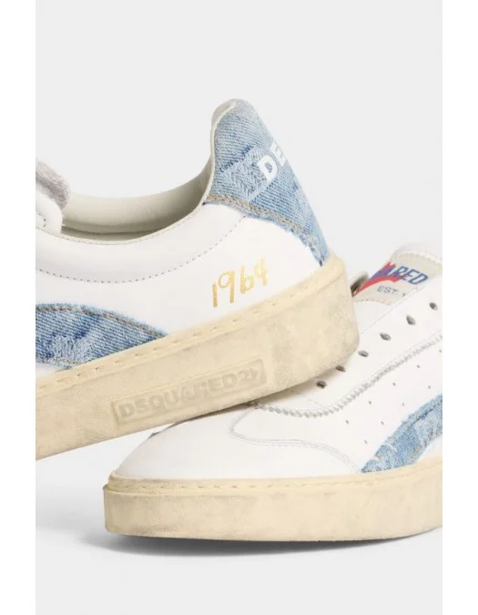 Sneakers DSQUARED2, Rider Sneakers, Denim Insert, Alb - SNM047111508754M4238