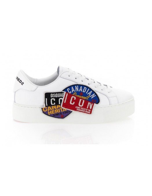 Sneakers Dsquared2, Patchuri brodate atasate, Alb - SNW000801503859M1463