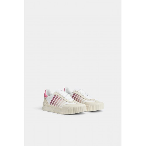 Sneakers DSQUARED2, New Jersey Design, Pink Details, Low Top, White Sneakers DSQUARED2, New Jersey Design, Pink Details, Low Top, White