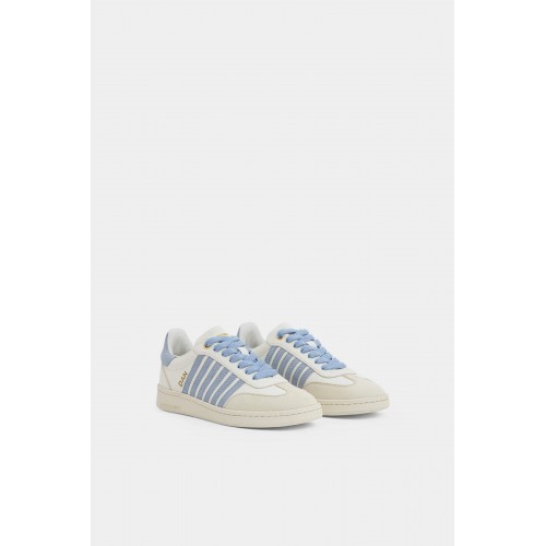 Sneakers DSQUARED2, Boxer Design, Low Top, Baby Blue Details, White Sneakers DSQUARED2, Boxer Design, Low Top, Baby Blue Details, White