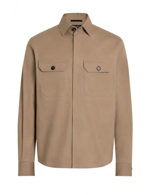Camasa ZEGNA, flap-pocket overshirt, Brawn - SOT8BUHV16A3N03