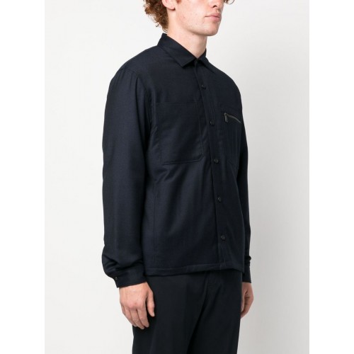 Camasa Zegna, Merino Wool, Zip Detail, Navy Blue Camasa Zegna, Merino Wool, Zip Detail, Navy Blue
