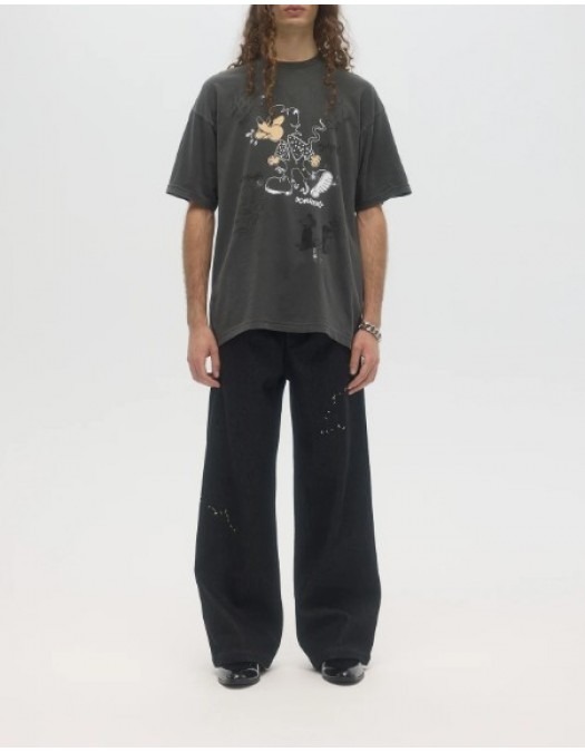 Tricou DOMREBEL, SPIT - T-SHIRT FADED BLACK - SPITTSHIRTFADEDBLACK